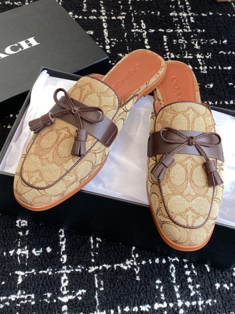 Coach Signature Canvas Tassel Mule Slides